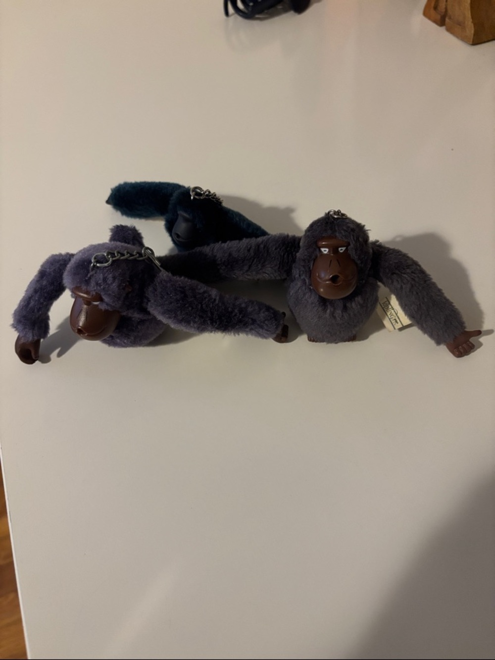 Kipling Sven Joel Maria Plush Ape Monkey 3 Keychains in Purple